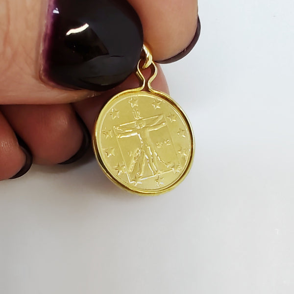Ciondolo oro moneta 1 euro  - Gioielleria Mariatti Torino