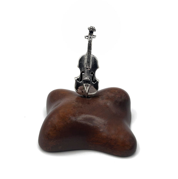Scultura violino in miniatura in argento e legno - Gioielleria Mariatti Torino