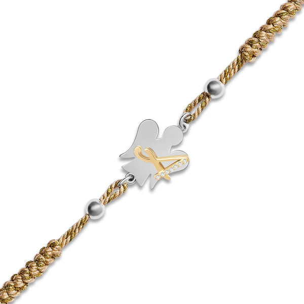 Roberto Giannotti - Bracciale alfabeto degli angeli in argento, zirconi e cordino intrecciato - Gioielleria Mariatti Torino
