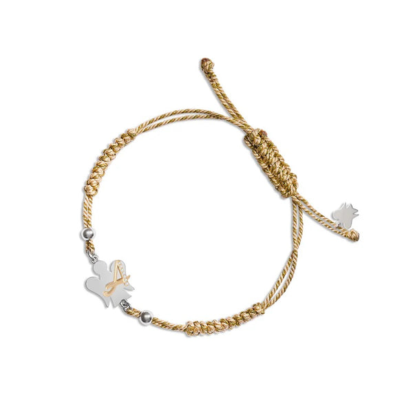 Roberto Giannotti - Bracciale alfabeto degli angeli in argento, zirconi e cordino intrecciato - Gioielleria Mariatti Torino