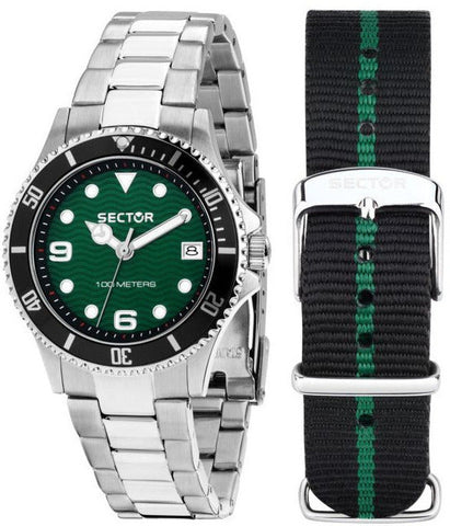 Sector - Orologio 230 35 mm con quadrante verde e ghiera nera - Gioielleria Mariatti Torino