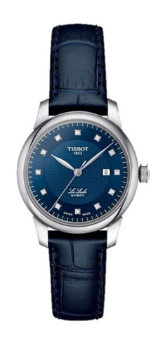 Tissot - Orologio Le Locle 29mm con quadrante blu e diamanti e cinturino in pelle blu - Gioielleria Mariatti Torino