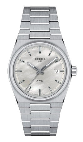 Tissot - Orologio PRX 35 mm con quadrante madreperla bianca e datario - Gioielleria Mariatti Torino