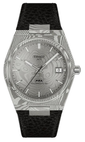 Tissot - Orologio PRX 38mm Powermatic 80 con cassa in acciaio Damasco marmorizzato e quadrante in grigio marmorizzato - Gioielleria Mariatti Torino