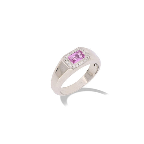 Gemoro - Anello in oro bianco con zaffiro rosa e diamanti - Gioielleria Mariatti Torino