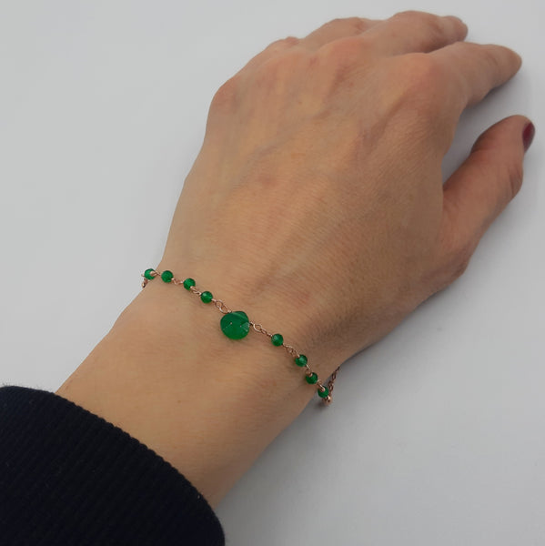 Ishwara - Bracciale agata verde e argento rosa - Gioielleria Mariatti Torino